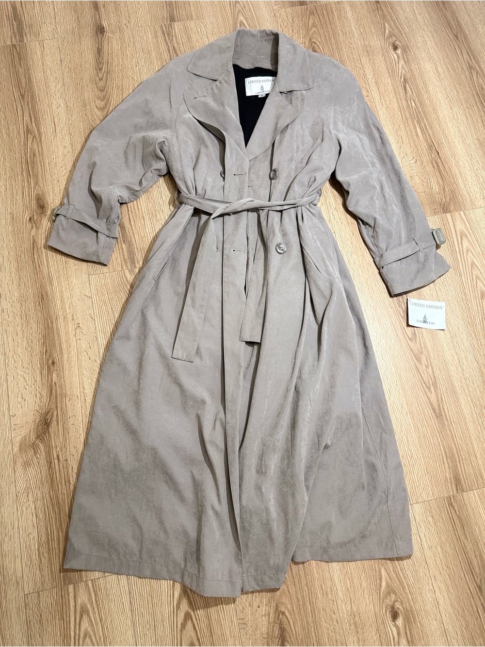 LONDON FOG Limited Edition Taupe Trench Coat Zip Out Liner Belted Size 6 NWT